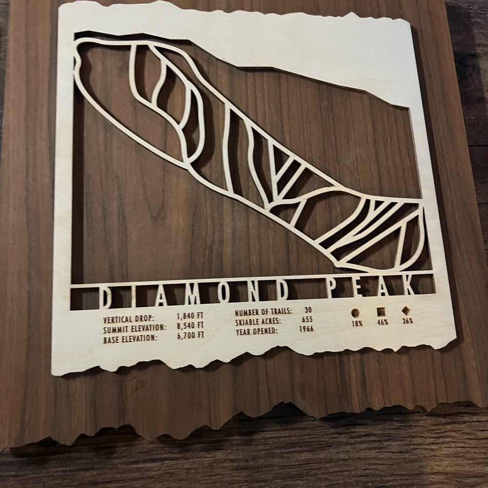 3 laser-cut wooden ski trails wall art and decor